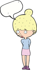 cartoon woman staring with speech bubble