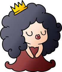 Obraz premium freehand drawn gradient cartoon of cute kawaii girl