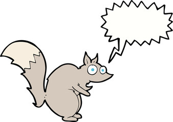 funny startled squirrel cartoon with speech bubble