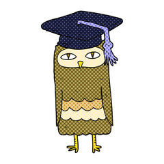 freehand drawn cartoon wise owl