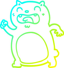 cold gradient line drawing of a cartoon cat