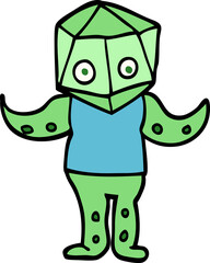 hand drawn doodle style cartoon weird alien