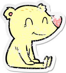 distressed sticker of a sitting bear cartoon