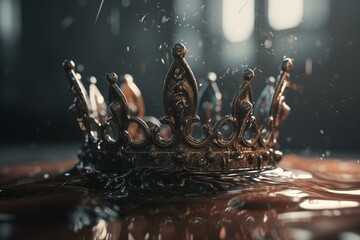 Water droplets form a crown-like shape after a splash. Generative AI