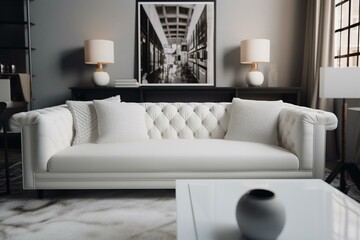 A white sofa in 3D rendering. Generative AI