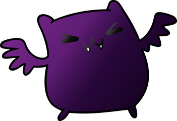 gradient cartoon illustration of a kawaii cute bat