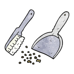 freehand textured cartoon dustpan and brush