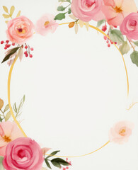 Watercolor floral wedding frame. Illustration AI Generative