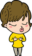 cartoon woman with eyes shut