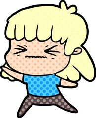 Obraz premium cartoon angry girl