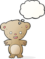 cartoon teddy bear with thought bubble