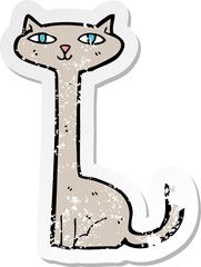 retro distressed sticker of a cartoon cat