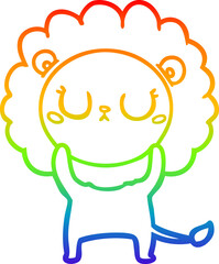 rainbow gradient line drawing of a cartoon lion