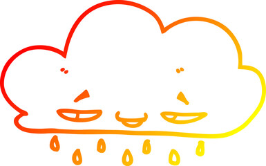 warm gradient line drawing of a cartoon rain cloud