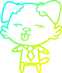 cold gradient line drawing of a cartoon dog in shirt and tie