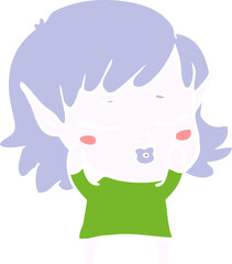 pretty flat color style cartoon elf girl