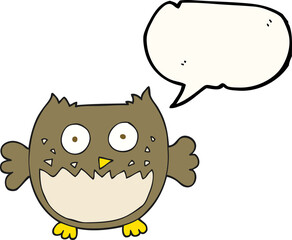 freehand drawn speech bubble cartoon owl