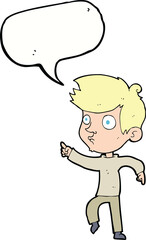 cartoon pointing boy with speech bubble