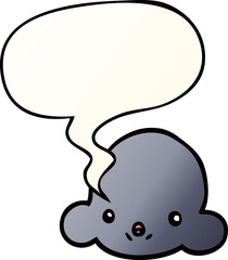 cartoon cloud with speech bubble in smooth gradient style