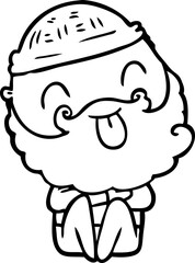 man with beard sticking out tongue