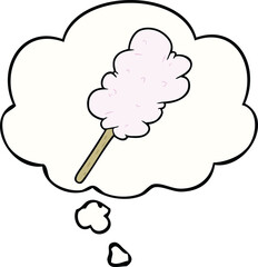 cartoon candy floss with thought bubble