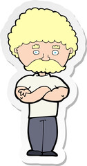 sticker of a cartoon dad with folded arms