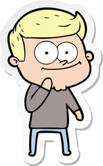 sticker of a cartoon happy man