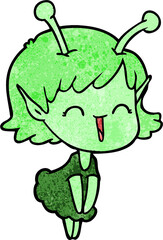 cartoon alien girl laughing
