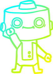 Naklejka premium cold gradient line drawing of a cartoon robot