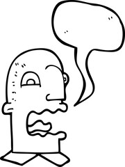 freehand drawn speech bubble cartoon burping man