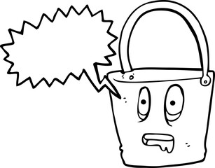 freehand drawn speech bubble cartoon bucket