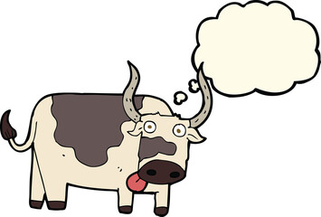 cartoon bull with thought bubble