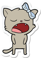 Obraz na płótnie Canvas sticker of a cartoon cat meowing