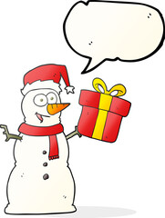 freehand drawn speech bubble cartoon snowman