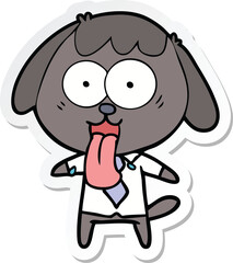 sticker of a cute cartoon dog wearing office shirt