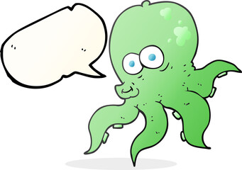 freehand drawn speech bubble cartoon octopus