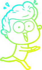 cold gradient line drawing of a cartoon staring man