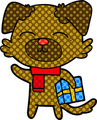 cartoon dog ready for xmas