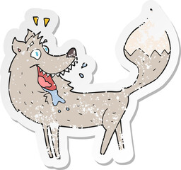 retro distressed sticker of a cartoon wolf