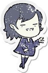 distressed sticker of a cartoon undead vampire girl reaching out