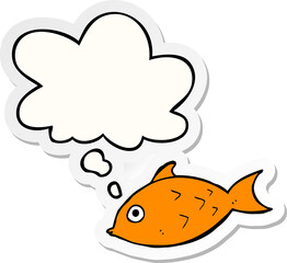cartoon fish with thought bubble as a printed sticker