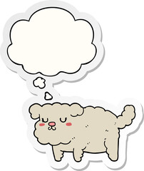 cartoon dog with thought bubble as a printed sticker