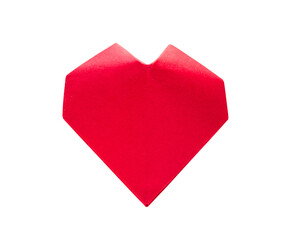 Red paper heart origami isolated on a white background