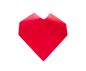 Red paper heart origami isolated on a white background