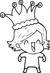 cartoon happy woman