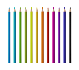Set of color wooden pencil collection on white background