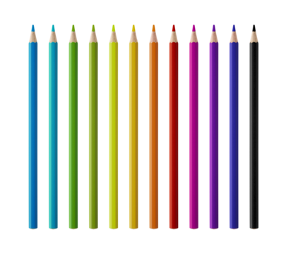 Set of color wooden pencil collection on white background