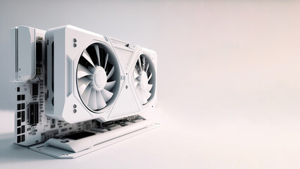 Close-up of a white graphic card GPU. Generated AI
