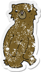 distressed sticker of a cartoon bear