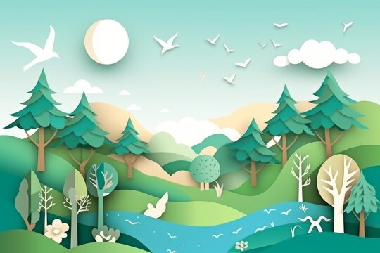 Celebrate Earth Day with this Generative AI paper cut style stock photo. The beautiful paper illustrations showcase the importance of saving our planet.
